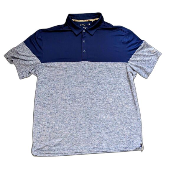 Men's Walter Hagen Golf Polo Short Sleeve Navy Blue Gray Shirt Size XXL - Picture 3 of 5